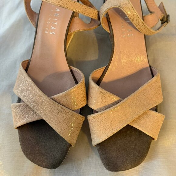 HISPANITAS Codie Wedge Cross SANDALS, Blush Leather Women Size 38 (7-7.5) NEW - Picture 2 of 6